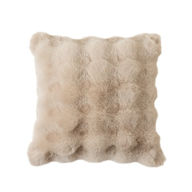 Square Luxurious Plush Pillowcase with Soft Faux Fur Wave Relief Stornfield