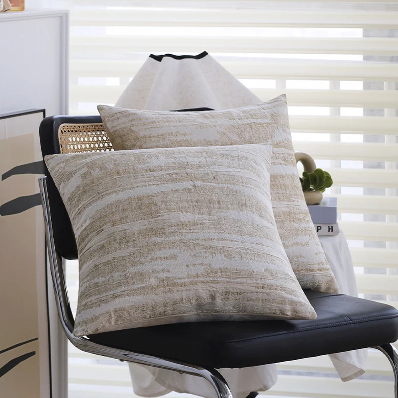 Square Linen Blend Cushion Cover with Abstract Brush Texture and Concealed Zipper Stornfield