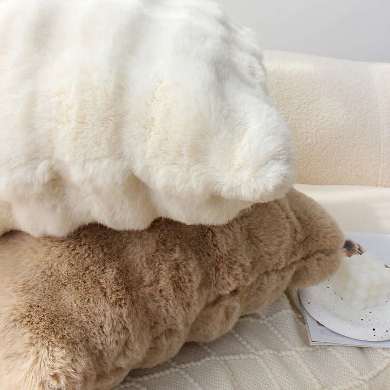 Square faux fur decorative pillow cover with soft plush relief and hidden zipper Stornfield