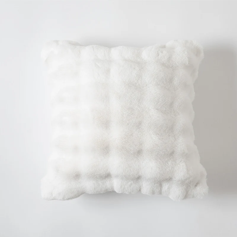 Square faux fur decorative pillow cover with soft plush relief and hidden zipper Stornfield