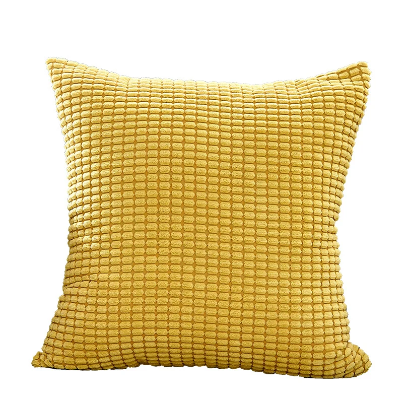 Square cushion cover with textured waffle chenille and concealed zipper Stornfield