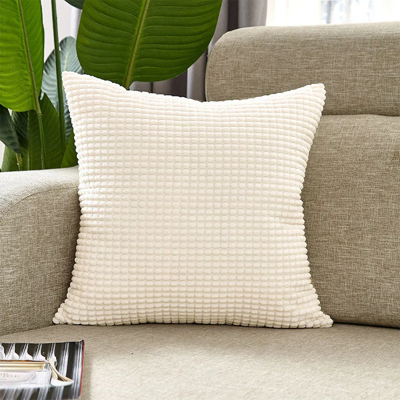 Square cushion cover with textured waffle chenille and concealed zipper Stornfield
