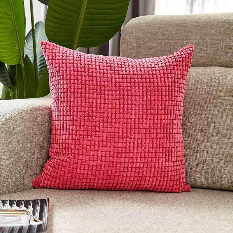 Square cushion cover with textured waffle chenille and concealed zipper Stornfield