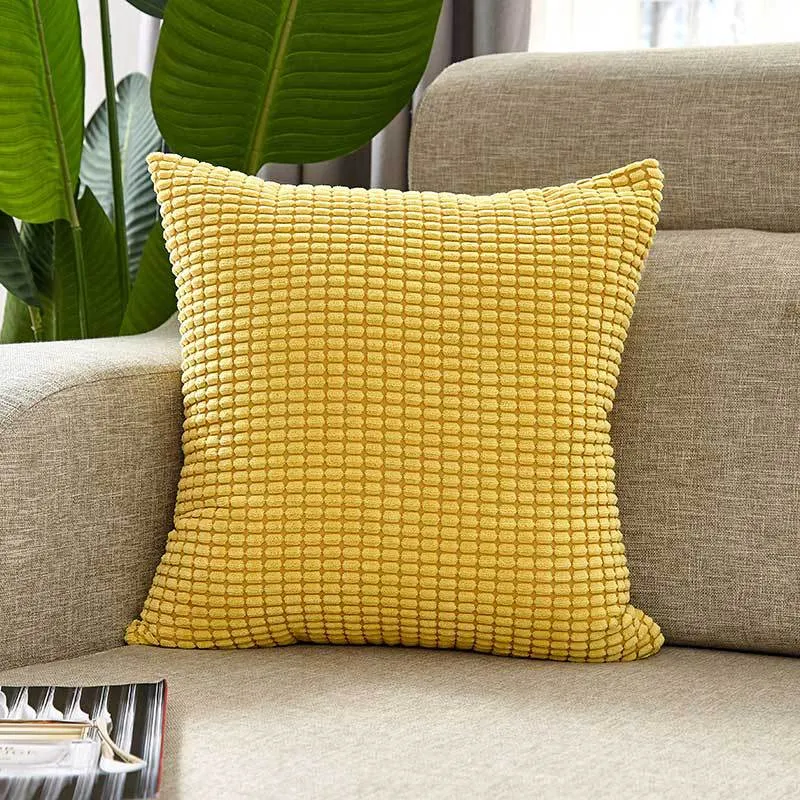 Square cushion cover with textured waffle chenille and concealed zipper Stornfield