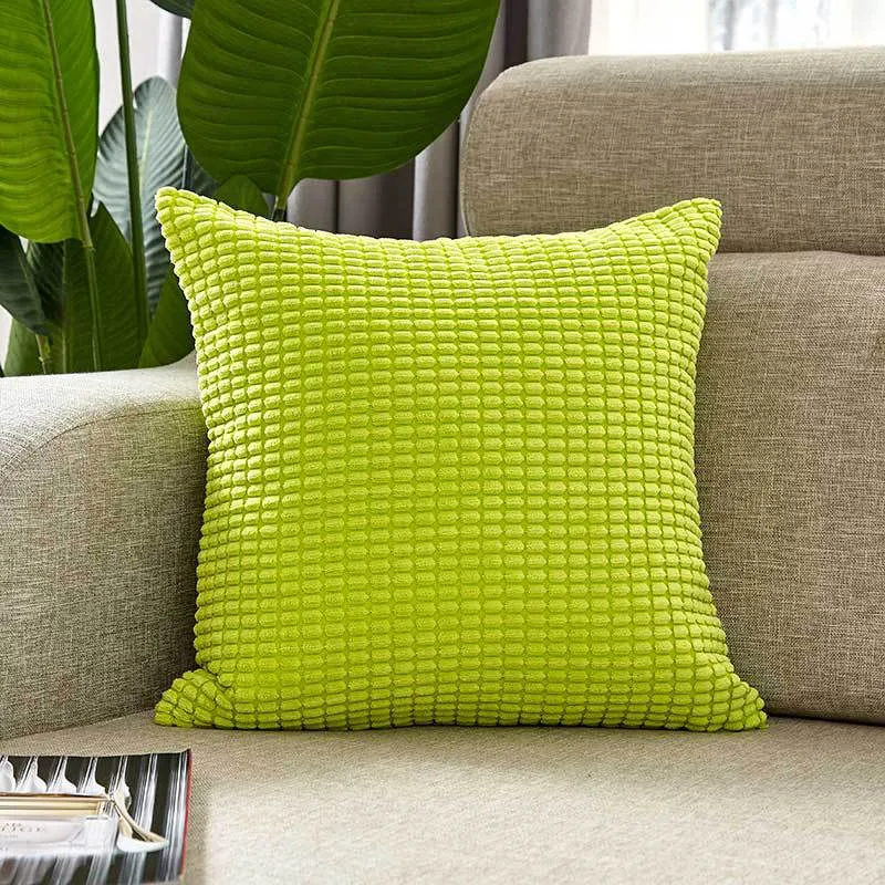 Square cushion cover with textured waffle chenille and concealed zipper Stornfield