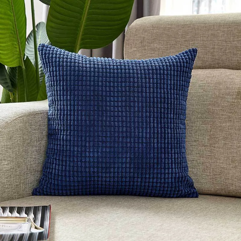 Square cushion cover with textured waffle chenille and concealed zipper Stornfield