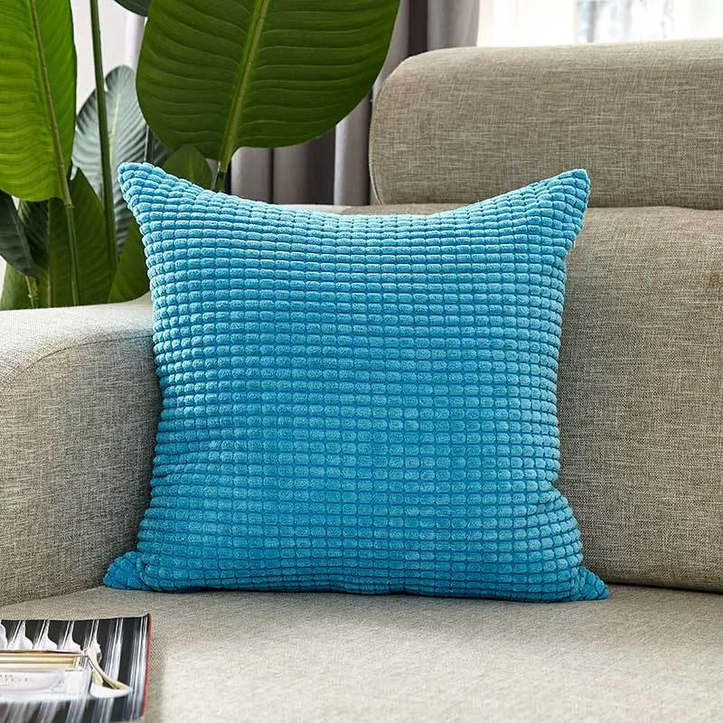 Square cushion cover with textured waffle chenille and concealed zipper Stornfield