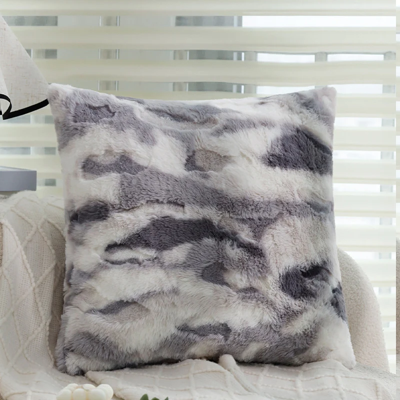 Square cushion cover with a relief block structure made of soft microfiber and concealed zipper Stornfield