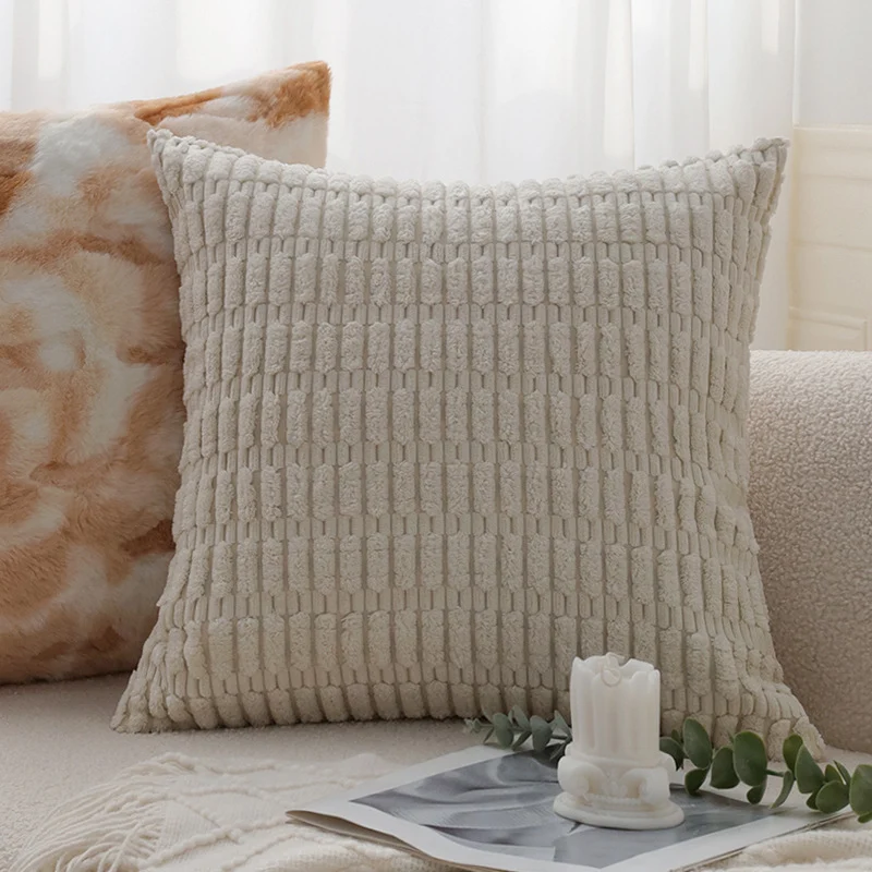 Square cushion cover with a relief block structure made of soft microfiber and concealed zipper Stornfield