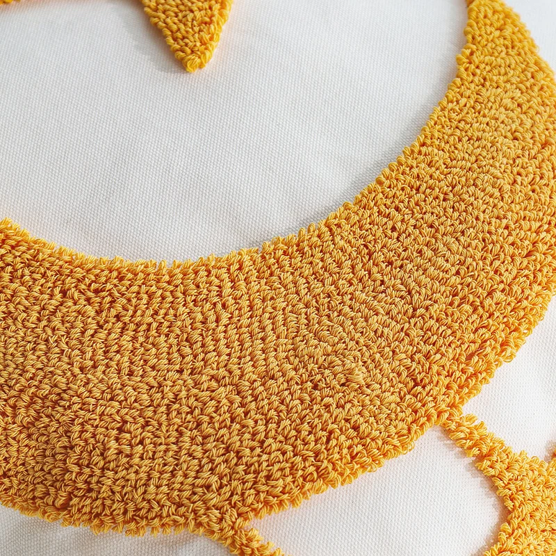 Square cushion cover with relief moon-and-star tufting made of chenille Stornfield