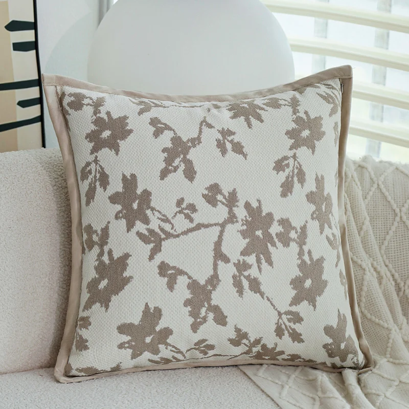 Square cushion cover with organic tuft relief and linen look Stornfield