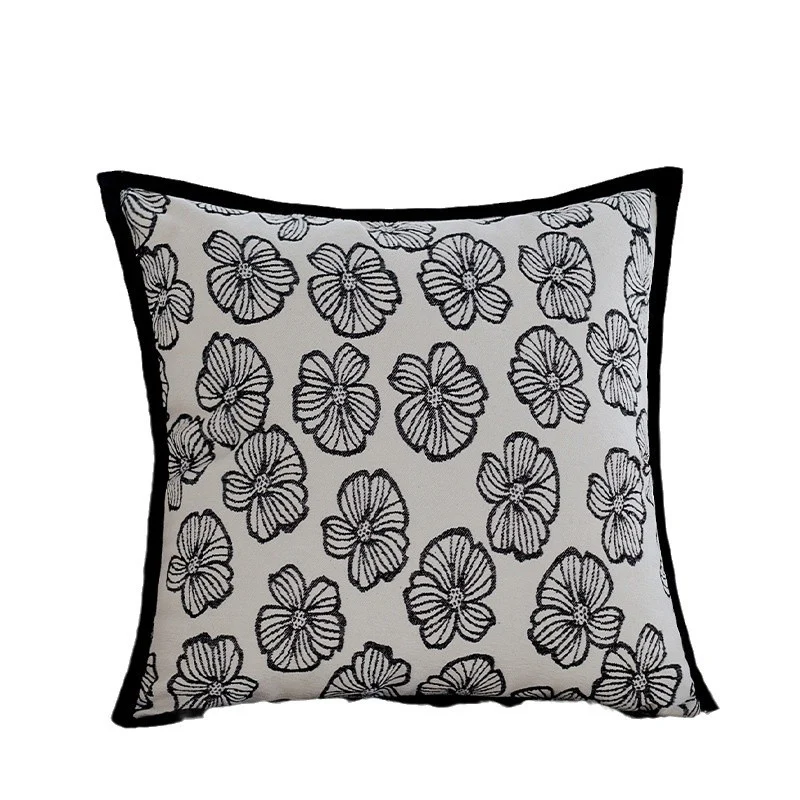 Square Decorative Cushion Cover with Large Wild Animal Jacquard and Velvet Piping Stornfield