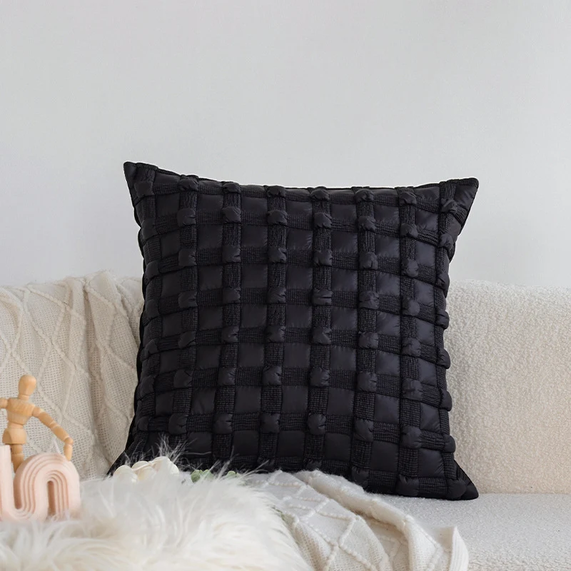 Square Decorative Cushion Cover with Large Wild Animal Jacquard and Velvet Piping Stornfield
