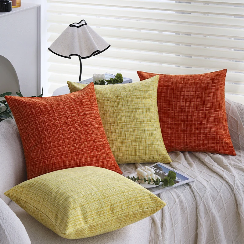 Square decorative cushion cover with woven cross texture and heavy chenille quality Stornfield