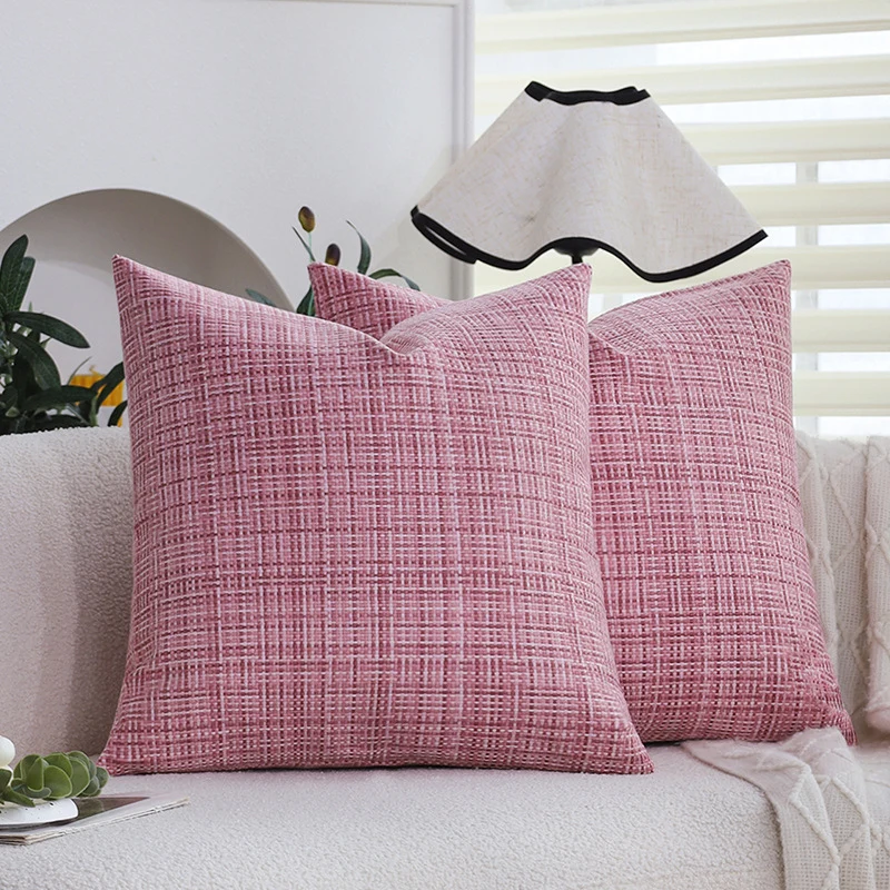 Square decorative cushion cover with woven cross texture and heavy chenille quality Stornfield