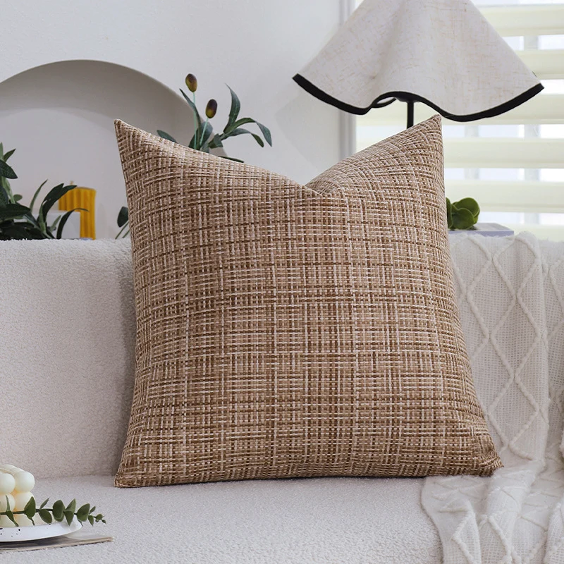 Square decorative cushion cover with woven cross texture and heavy chenille quality Stornfield