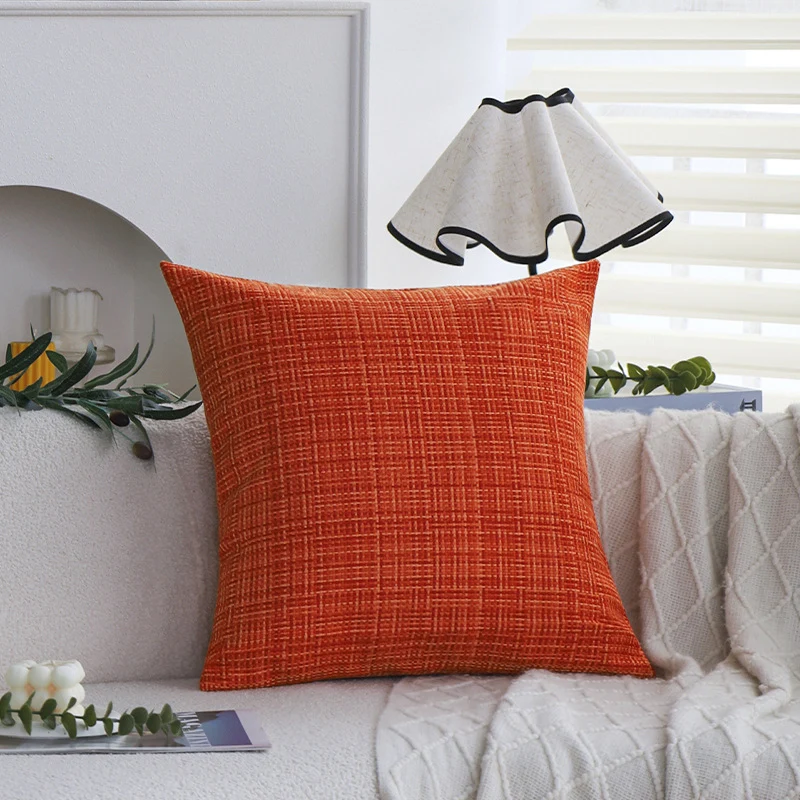 Square decorative cushion cover with woven cross texture and heavy chenille quality Stornfield
