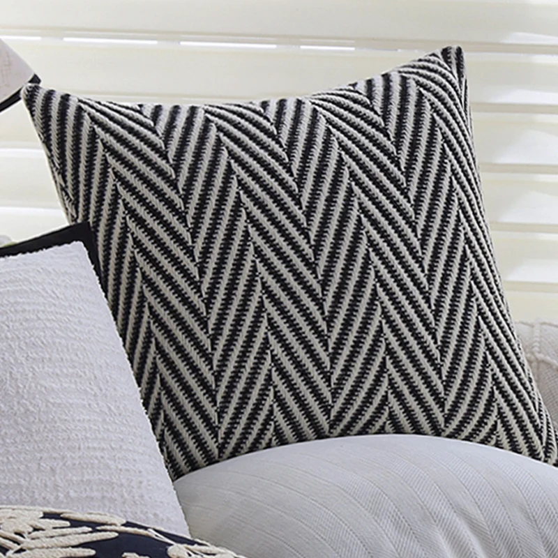 Square decorative cushion cover with geometric tufting and contrasting piping Stornfield