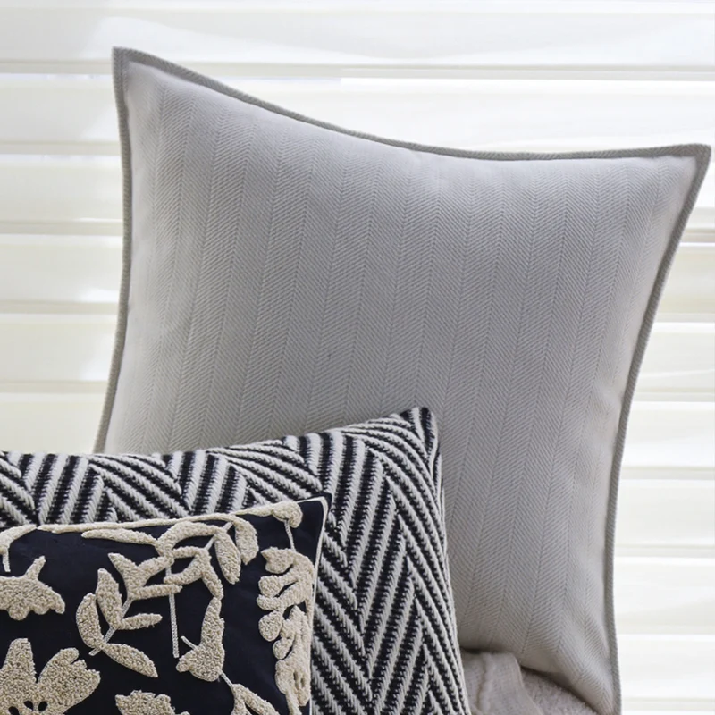 Square decorative cushion cover with geometric tufting and contrasting piping Stornfield