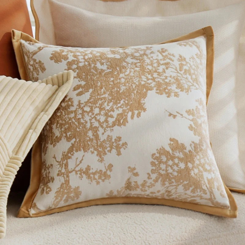 Square decorative cushion cover with cord ribbed texture and fine piping Stornfield