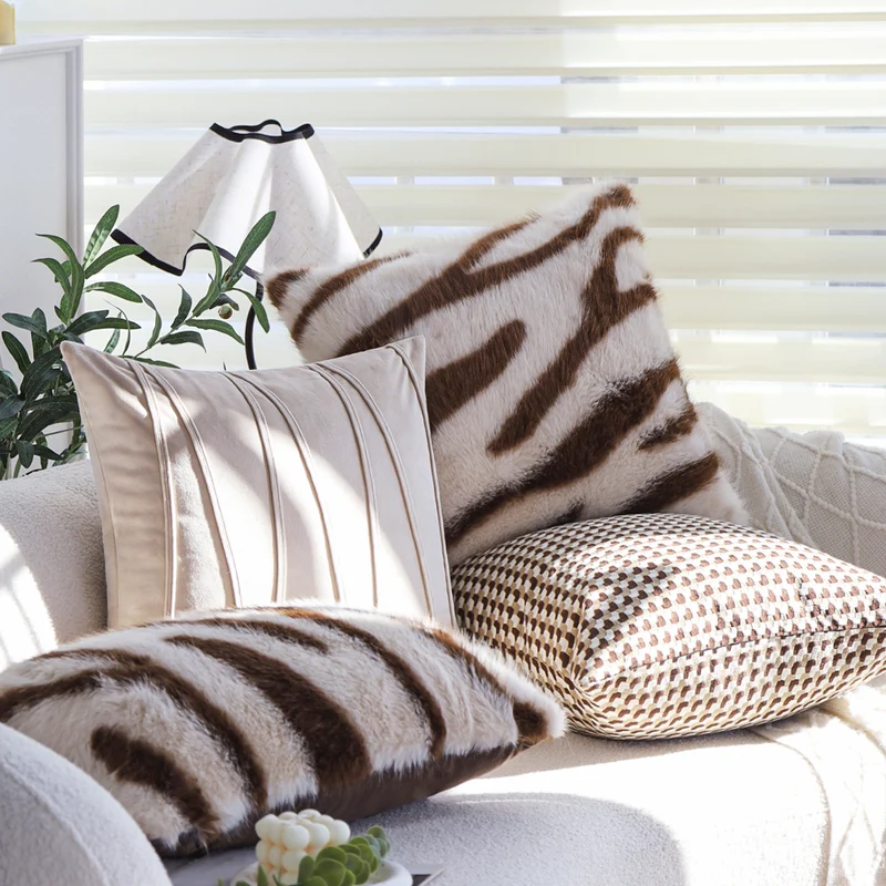 Square decorative cushion cover with 3D wave chenille and concealed zipper Stornfield