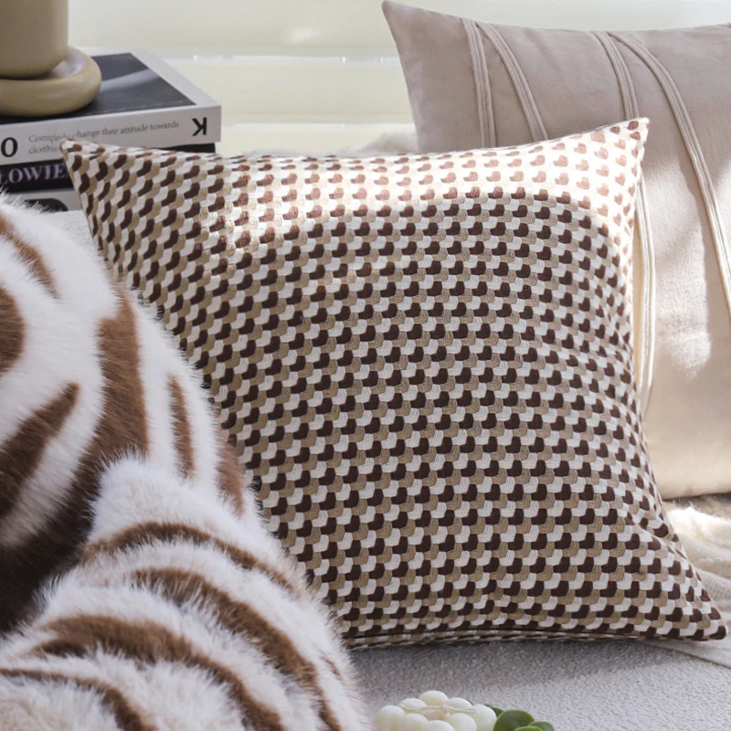 Square decorative cushion cover with 3D wave chenille and concealed zipper Stornfield