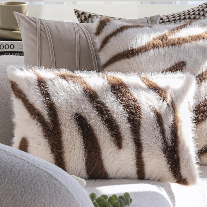 Square decorative cushion cover with 3D wave chenille and concealed zipper Stornfield