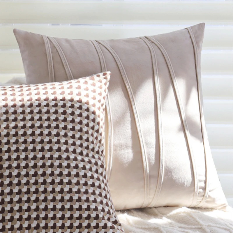 Square decorative cushion cover with 3D wave chenille and concealed zipper Stornfield