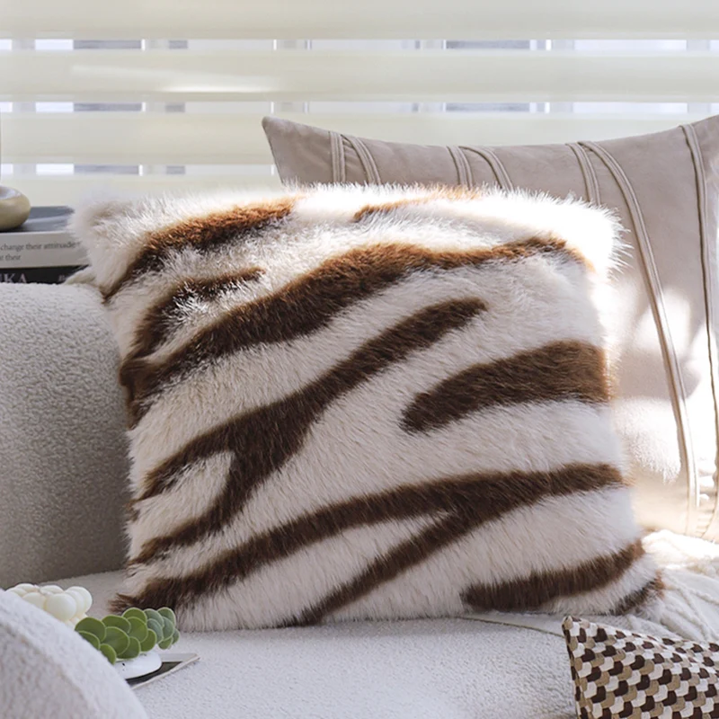 Square decorative cushion cover with 3D wave chenille and concealed zipper Stornfield