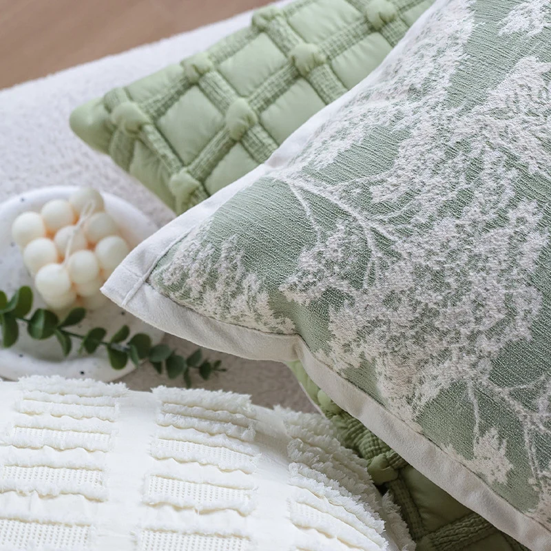 Square decorative cushion cover in Toile motif with jacquard weave structure and piped edge Stornfield