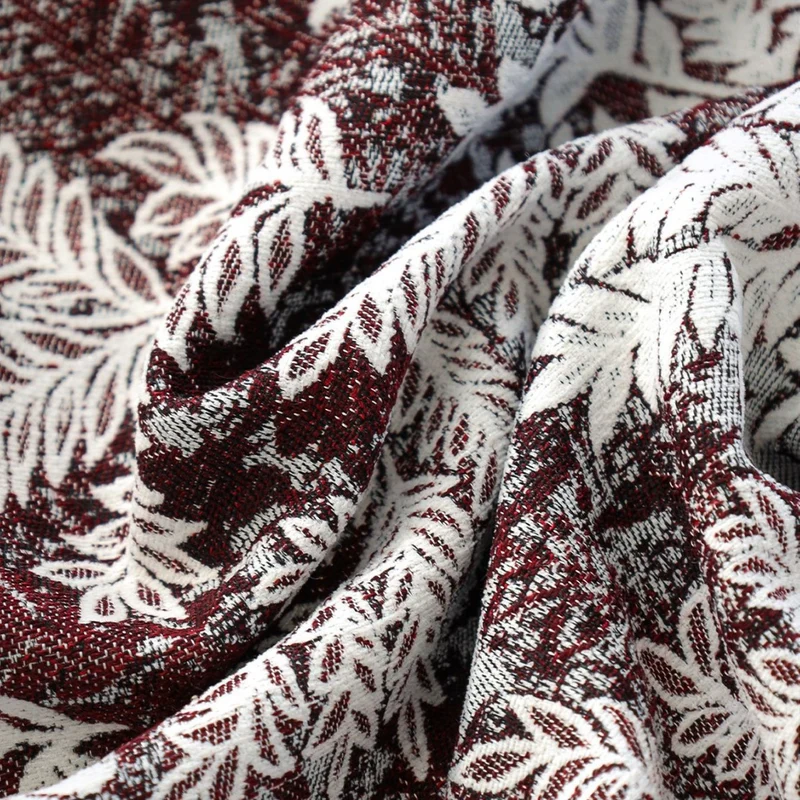 Woven decorative cushion cover with botanical jacquard, hand-cut fringes and velvet back Stornfield