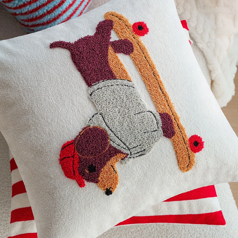 Striped tufted cushion cover with plush bouclé look and concealed zipper Stornfield