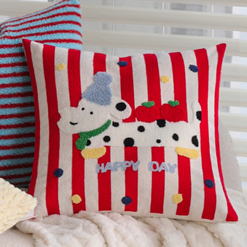 Striped tufted cushion cover with plush bouclé look and concealed zipper Stornfield