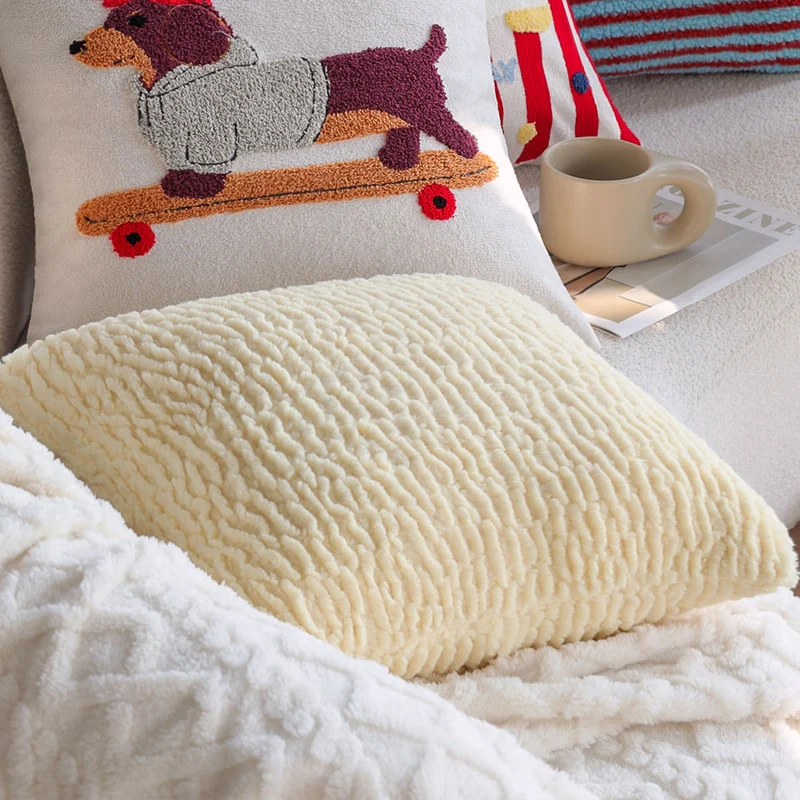 Striped tufted cushion cover with plush bouclé look and concealed zipper Stornfield