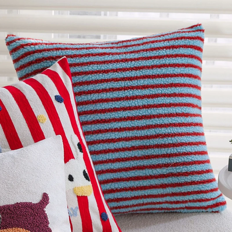 Striped tufted cushion cover with plush bouclé look and concealed zipper Stornfield
