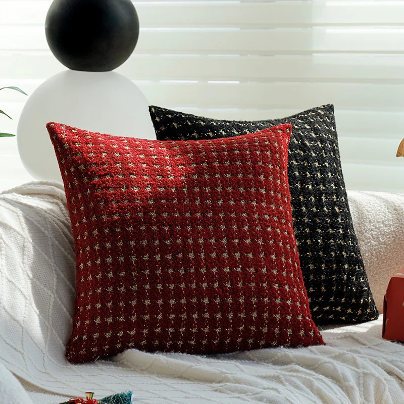 Patterned Boucle Decorative Pillow with Houndstooth Structure Stornfield