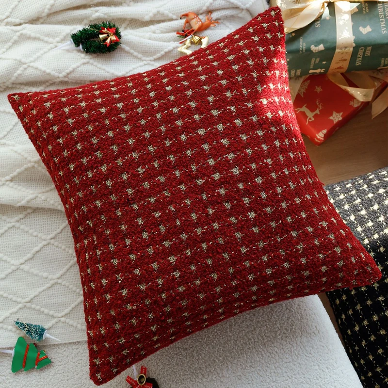 Patterned Boucle Decorative Pillow with Houndstooth Structure Stornfield