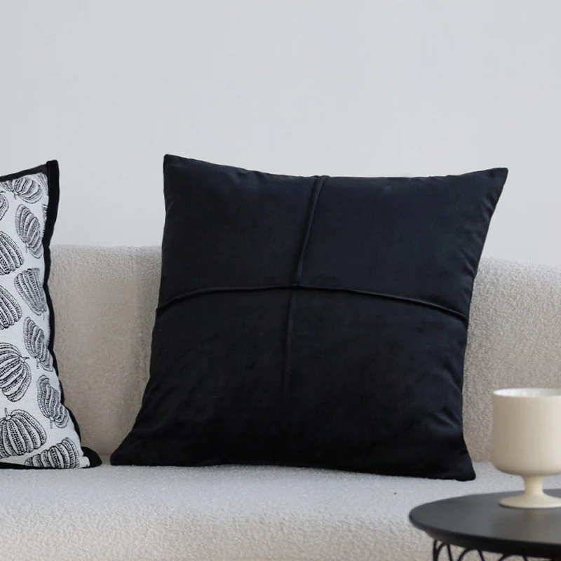 Decorative cushion with woven pumpkin motif and velvet trim Stornfield