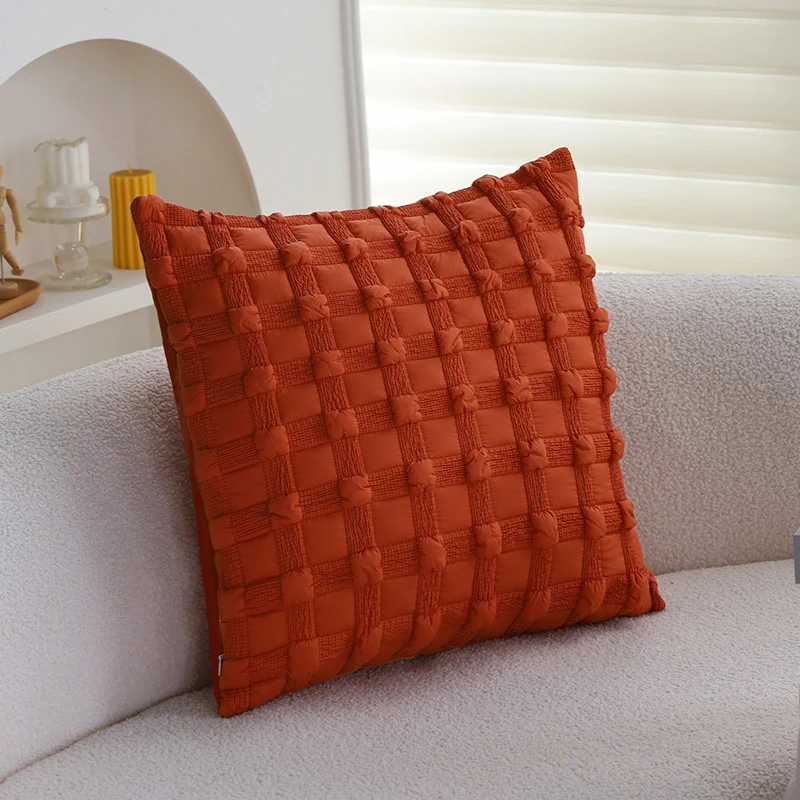Decorative cushion cover with hand-knotted grid structure Stornfield