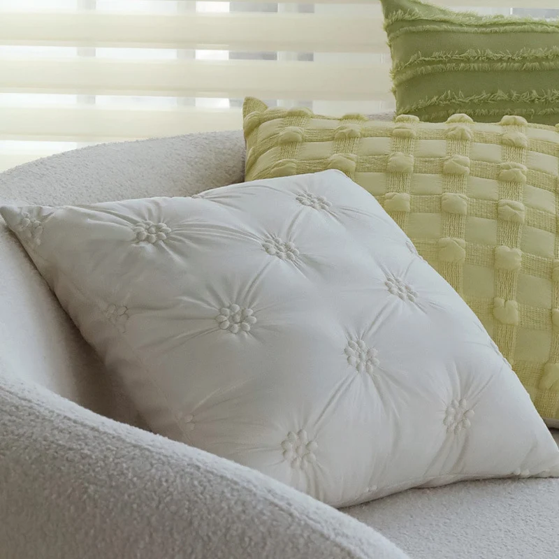 Decorative cushion cover with hand-knotted grid structure Stornfield