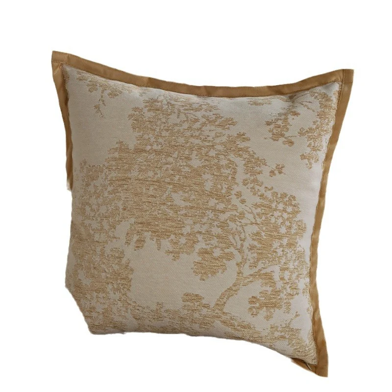Decorative cushion cover with woven leopard relief and velvet trim Stornfield