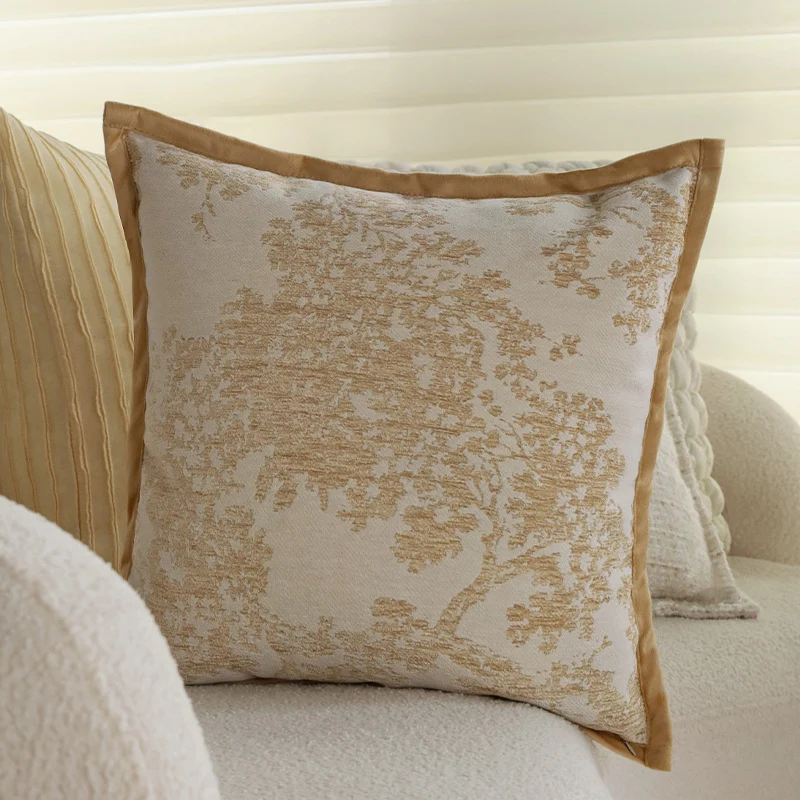 Decorative cushion cover with woven leopard relief and velvet trim Stornfield