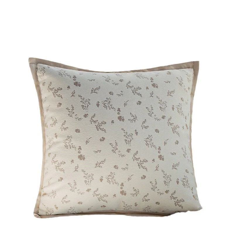 Decorative cushion cover with floral jacquard pattern and velvet trim Stornfield