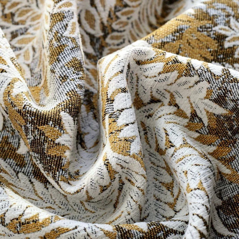 Decorative square cushion cover with jacquard fern motif, velvet back and cotton fringes Stornfield