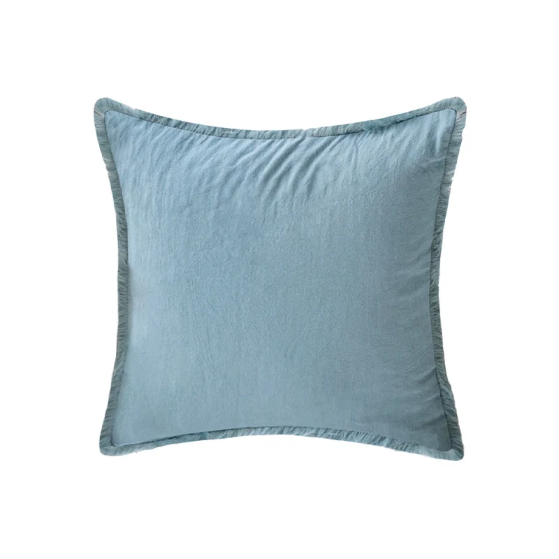 Decorative square cushion cover made of soft velvet with a fine fringe edge Stornfield