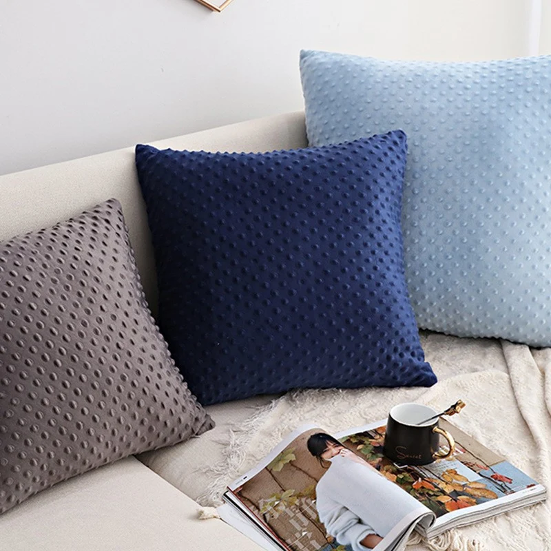 Decorative square pillow cover made of soft Minky-Dot plush with concealed zipper Stornfield