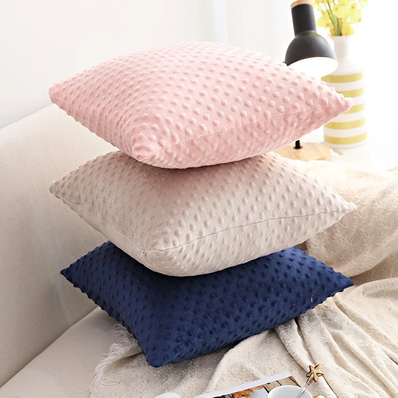 Decorative square pillow cover made of soft Minky-Dot plush with concealed zipper Stornfield