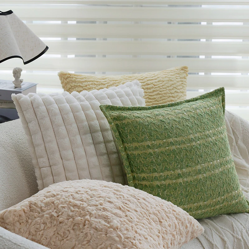 Decorative square cushion cover made of cotton with ribbed texture Stornfield