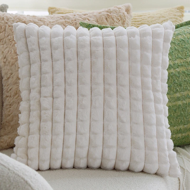 Decorative square cushion cover made of cotton with ribbed texture Stornfield
