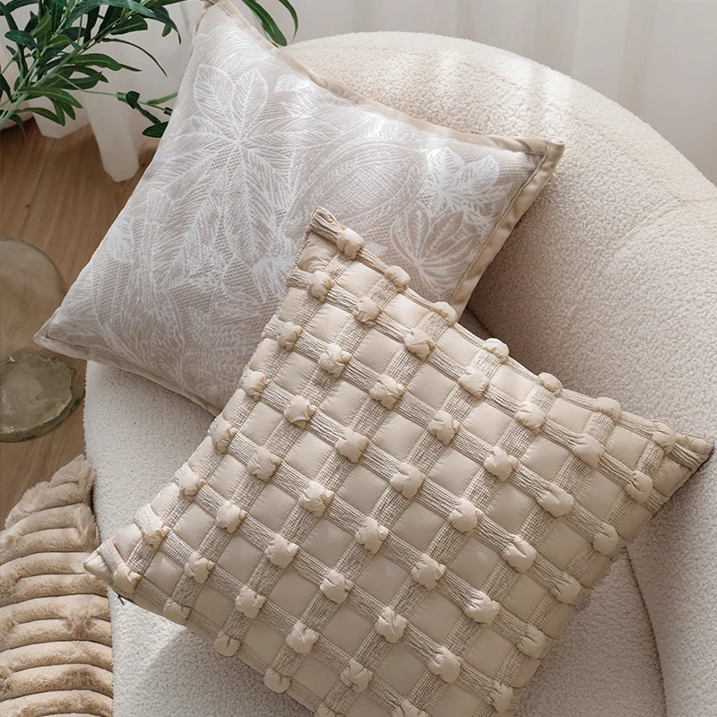 Decorative pillowcase with knotted grid relief and fine cotton look Stornfield